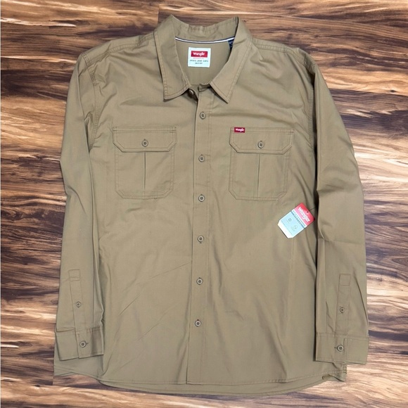 Men's Wrangler Casual Button Down Shirt - Tan - Picture 2 of 5
